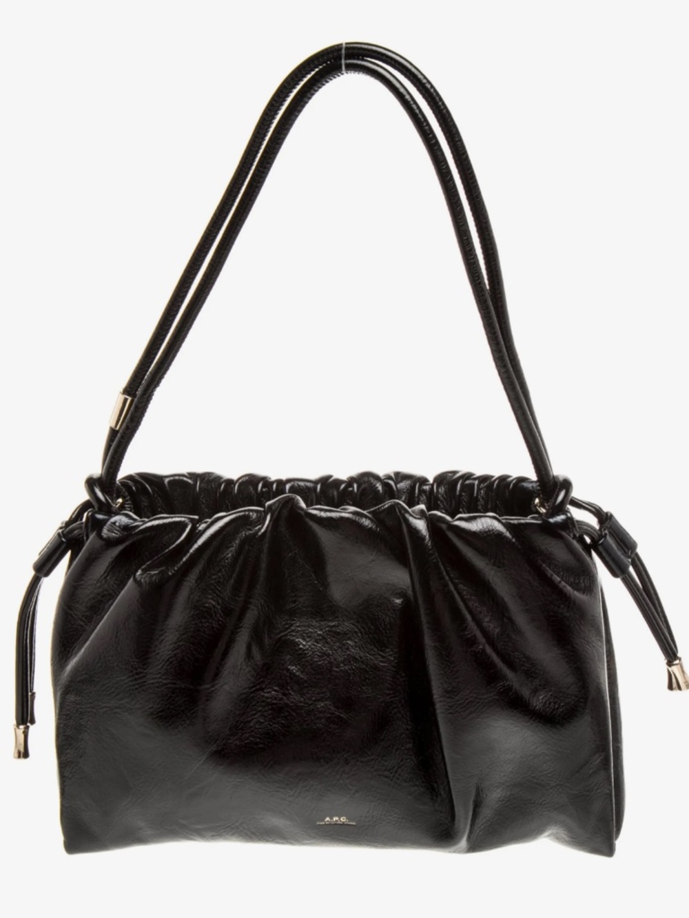A.P.C. Glossy Black Drawstring Bag